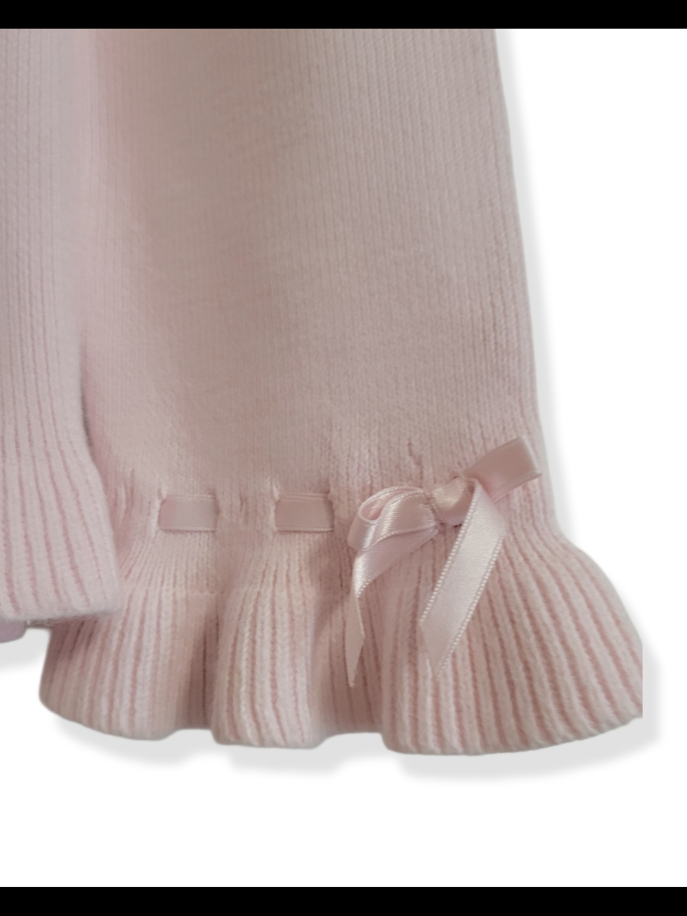 🌿Gymboree Vintage Girls 3T Pink Ruffle Collar Cotton Sweater Bow Wrists Classy - Picture 5 of 10